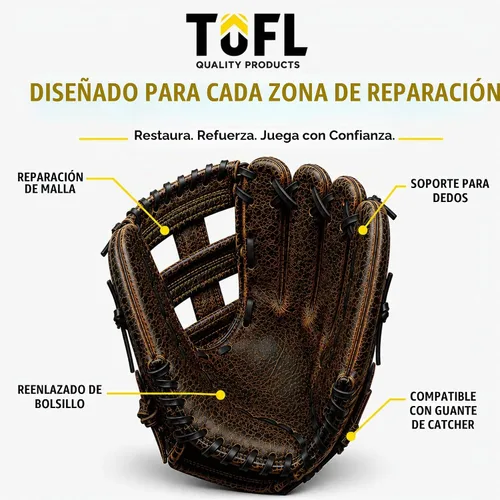 Vista 3 de TOFL 72" Baseball Glove Lace Strips - Flat Shaped Cowhide Leather Lacing for Gloves, Mitts & DIY Repair