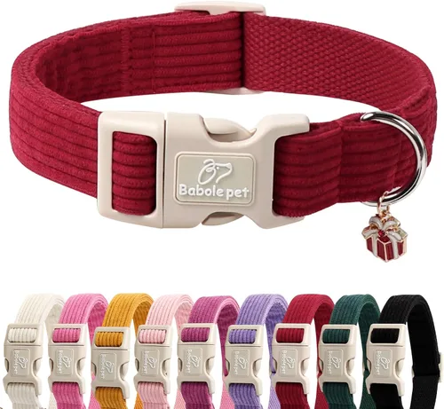 Vista 21 de Lindo Collar de Corduroy para Perro - Collar Ajustable Negro para Perros Pequeños de 4-10lbs, Resistente al Desvanecimiento con Cierre Seguro