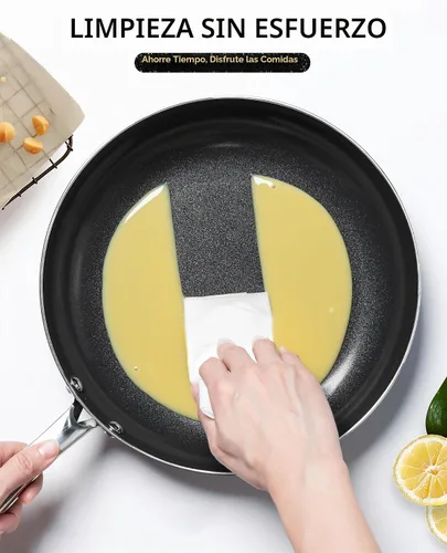 Vista 4 de MICHELANGELO Sartén pequeña – Sartén antiadherente de 8 pulgadas con tapa, sartenes de cerámica no tóxicas con mango de acero inoxidable, sartén