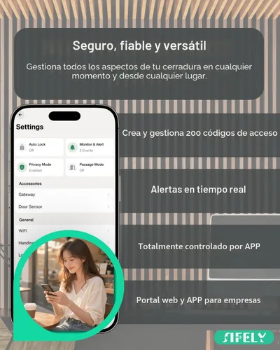 Vista 4 de Cerradura de puerta inteligente con teclado de entrada sin llave con asa y perilla, cerrojo digital para puertas delanteras, dormitorios, oficinas e