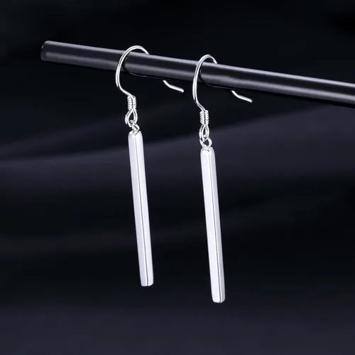 Vista 4 de SLUYNZ Solid 925 Sterling Silver Minimalist 2CM3CM Bar Drop Earrings for Women Teens Vertical Bar Dangle Earrings