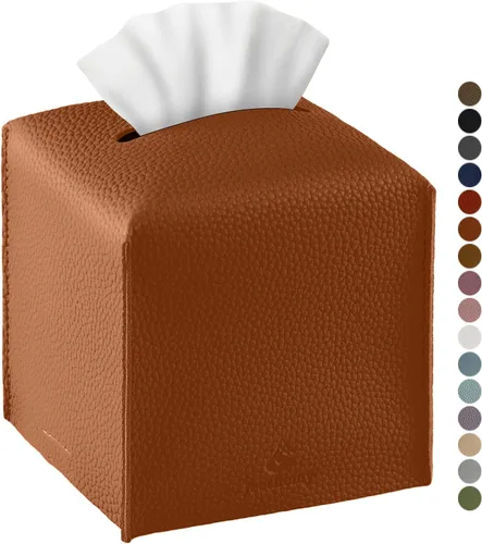 Vista 25 de Funda para Caja de Pañuelos, Jeethemy Porta Caja de Pañuelos Cuadrada de Cuero PU, Moderno Estuche de Pañuelos Organizador Dispensador de Papel