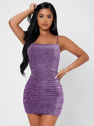 Vista 3 de Floerns Minivestido ajustado sin mangas con purpurina para mujer