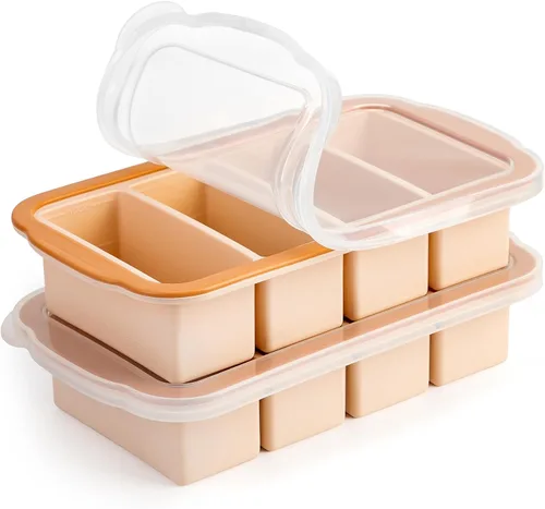 Vista 10 de Aichoof Bandejas de congelación de cubo de silicona extra grandes con tapa de silicona para guardar sopas, recipiente de silicona para caldo, salsa
