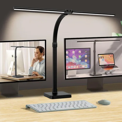 Vista 8 de AKRRYR Lámpara de escritorio LED para el hogar y la oficina, lámpara de 24 W brillante y para el cuidado de los ojos con base, luz de trabajo