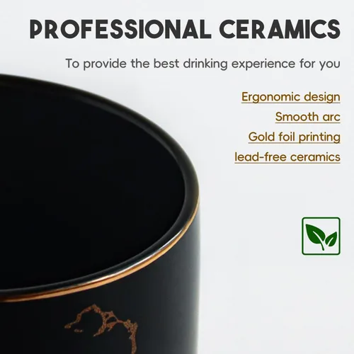 Vista 4 de harebe Taza de Café de Cerámica Extra Grande de Mármol Negro Dorado de 22 OZ, Tazas de Latte Altas Extragrandes, Taza Gigante Grande para Hombres