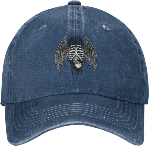 Vista 2 de Cowboy Hat Trendy Hats for Man and Women Djustable Four Season Outdoor Baseball Cap of Hell Skull with Angel Navy Blue