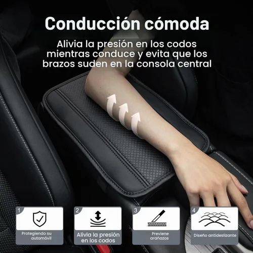 Vista 4 de Amiss - Funda para consola central automóvil, impermeable, ajuste universal, protector de reposabrazos de cuero sintético, accesorios