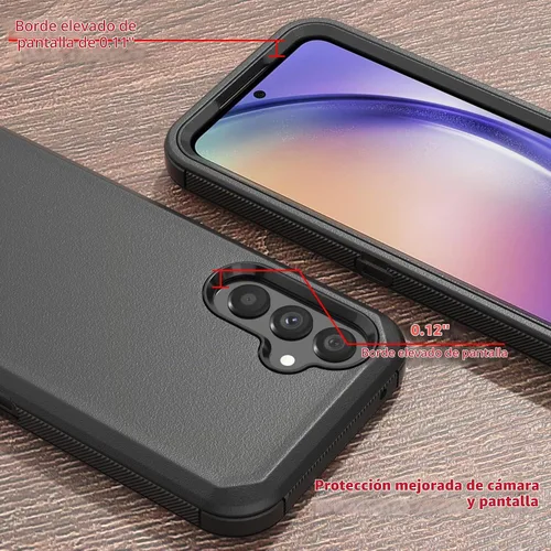 Vista 3 de Funda de teléfono para Samsung Galaxy A54 5G, resistente, dura, a prueba de golpes, con funda de clip para cinturón para Samsung A54 5G 2023 (negro)