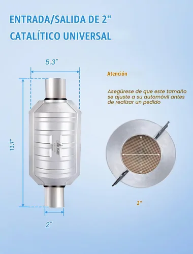 Vista 2 de Nilight - Convertidor catalítico de entrada/salida de 2 pulgadas con escudo térmico, catalizador universal de 2 pulgadas para Chevrolet Chevy Dodge