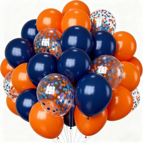 Vista 8 de Globos de helio de látex negro y dorado de 12 pulgadas, globo de confeti negro y dorado para decoración de fiestas, paquete de 50