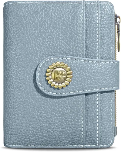 Vista 24 de Kelvoris Cartera pequeña Rfid para mujer, plegable, con cremallera, bolsillo para monedas, piel sintética, compacto, para tarjetas de crédito