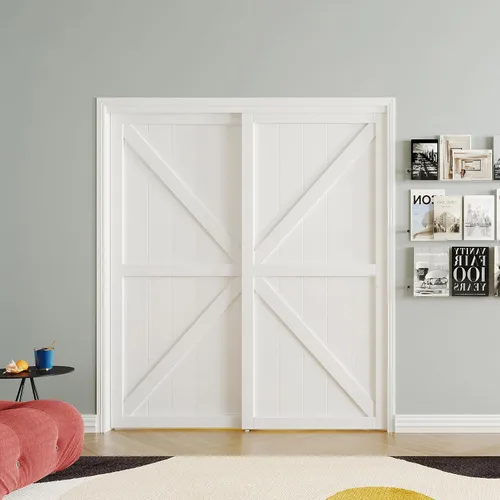 Vista 19 de 5-Panel Closet Doors, 48"(Double 25") x 80" Sliding Door for Bedrooms