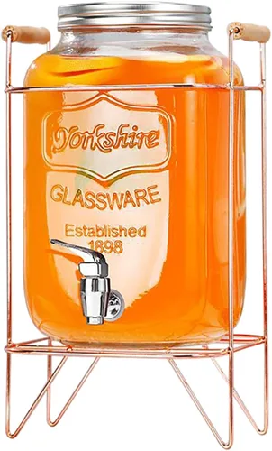 Vista 14 de Dispensador de bebidas de vidrio con espita sin fugas, dispensador de agua, contenedor de jugo para el hogar, dispensador de bebidas frías perfecto