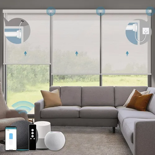 Vista 24 de Persianas enrollables inteligentes, persianas enrollables con cable 1% de apertura, compatibles con Google Home Alexa, persianas automáticas 1%
