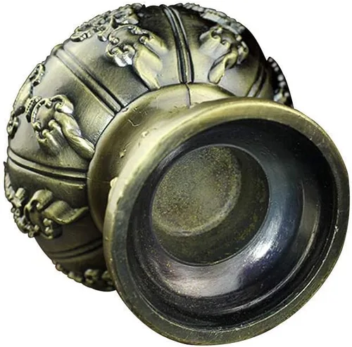 Vista 6 de Portavelas de flor de loto – Taza budista tibetana para oferta de agua, soporte para lámpara de aceite para meditación de Altar de Buda (bronce)