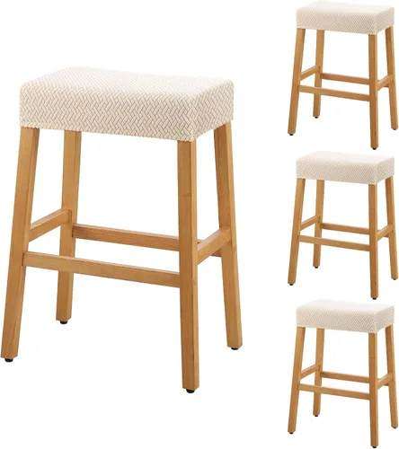 Vista 11 de YISUN Fundas de taburete rectangulares, paquete de 2 fundas elásticas impermeables para asiento de silla de montar, taburetes de bar, sillas de bar