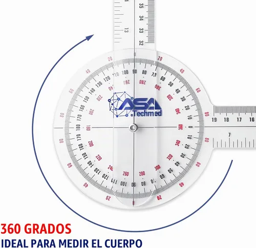 Vista 2 de ASA TECHMED 6 unids 360 ° 12, 8 y 6 pulgadas goniómetro espinal médico ángulo transportador ángulo regla