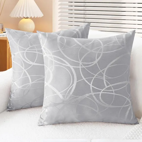 Vista 18 de CaliTime Fundas de Almohadas Decorativas Paquete de 2 Modernas Brillantes y Opacas Contraste Círculos Anillos de Acento Geométrico Fundas de Cojines
