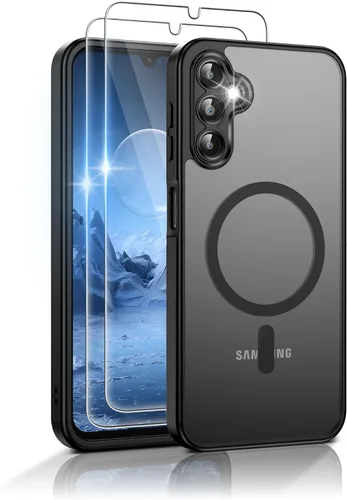 Vista 24 de Gritup Funda para Samsung Galaxy S23 con 2 protectores de pantalla (compatible con MagSafe) (protección de grado militar), delgada, translúcida Negro