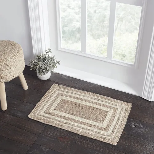 Vista 15 de VHC Brands Alfombra de yute con almohadilla, natural y crema, 3 pies redonda