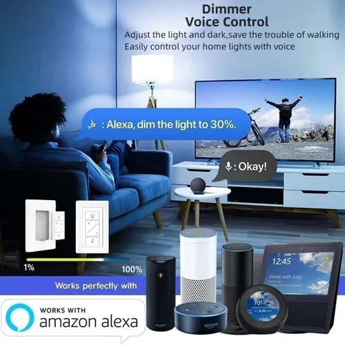 Vista 7 de Nexete Interruptor inteligente de atenuación de pared, atenuador de un solo polo con un control remoto inalámbrico, atenuador inalámbrico de 3 vías