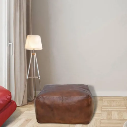 Vista 32 de Rugsotic Carpets Puf de cuero de cabra redondo hecho a mano ecológico negro – Puf de forma redonda, 14.0 in x 14.0 in x 14.0 in x 14.0 in, liso