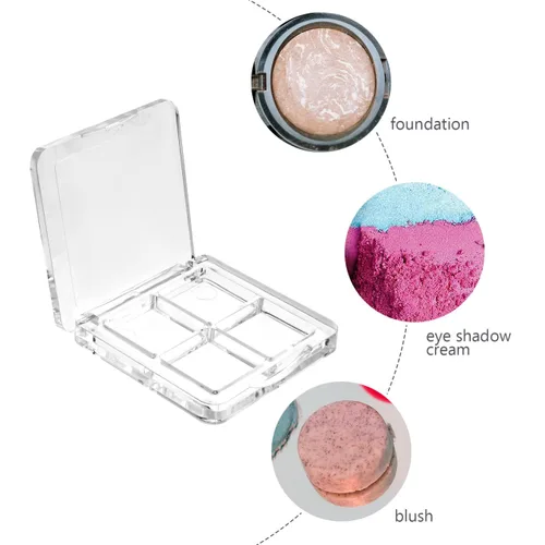 Vista 8 de Beaupretty Paleta de sombra de ojos vacía 4 rejillas sombra de ojos lápiz labial caja de almacenamiento caja de maquillaje transparente DIY