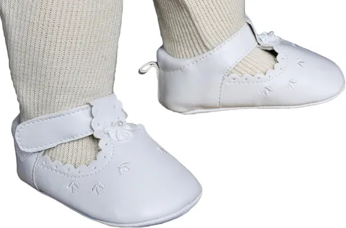 Vista 6 de Zapatos de cuna Mary Jane de piel sintética blanca con detalles de perforación