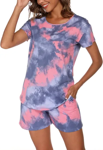 Vista 19 de ENJOYNIGHT - Conjunto de pantalones cortos de pijama para mujer, pijamas de algodón para verano, ropa de dormir con bolsillos Negro