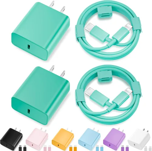 Vista 10 de Cargador para iPhone de carga rápida, paquete de 20 W, tipo C, bloque de carga rápida con [10 pies y 6 pies] USB C a cable Lightning compatible