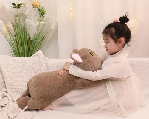 Vista 4 de YESGIRL Animales de peluche con peso de gato de 26.4 pulgadas, 5 libras, animal de peluche grande con peso, linda almohada de juguete de peluche