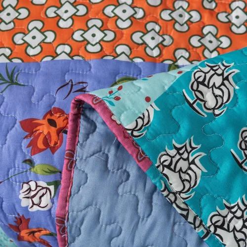 Vista 6 de SLPR All is Bright 50" x 60" Manta acolchada, manta ligera de verano con diseño de patchwork colorido para sofá y cama, manta de regazo