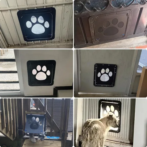 Vista 7 de Puerta de perro grande para puerta mosquitera, fácil de instalar Puerta mosquitera para mascotas con cerradura para puerta corredera, puerta