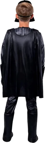 Vista 3 de Star Wars The Mandalorian - Disfraz oficial de Halloween para jóvenes, overol acolchado con guantes, capa desmontable, máscara de plástico