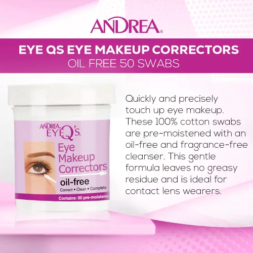 Vista 2 de Andrea Eyeq's - Correctores de maquillaje de ojos sin aceite, hisopos prehumedecidos, 50
