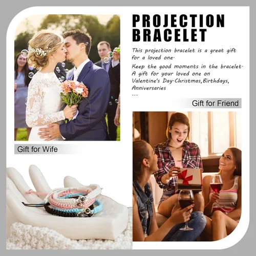 Vista 5 de Pulseras de fotos personalizadas, pulsera de proyección con imagen en el interior, pulsera personalizada para niñas, niños, mujeres, hombres