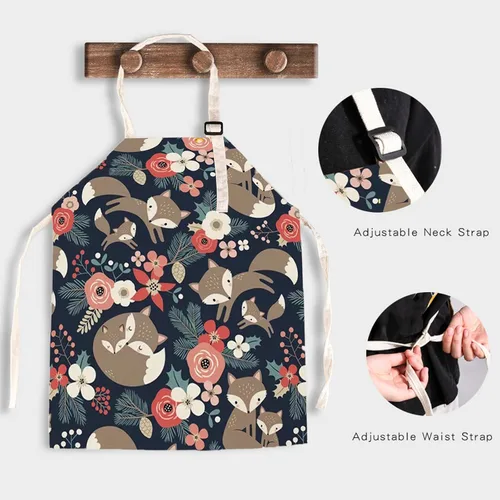 Vista 4 de Delantales a juego para niños y adultos, 2 delantales para mujeres y niños, delantal de cocina perfecto para mamá y yo