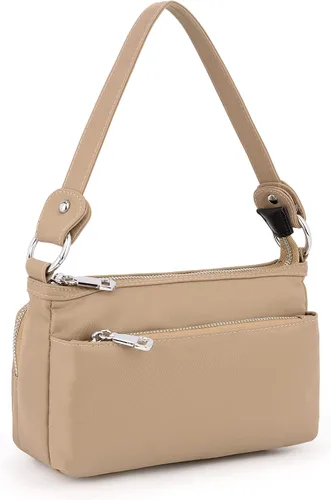 Vista 6 de UTO Bolso bandolera pequeño para mujer, con 3 cremalleras, con asa desmontable y correa ajustable