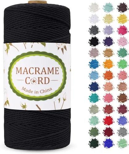 Vista 33 de Cordón de macramé de 0.079 pulgadas, hilo de cuerda de macramé de color de 0.07 pulgadas x 219 yardas, cuerda de algodón natural, 3 hebras para Aqua