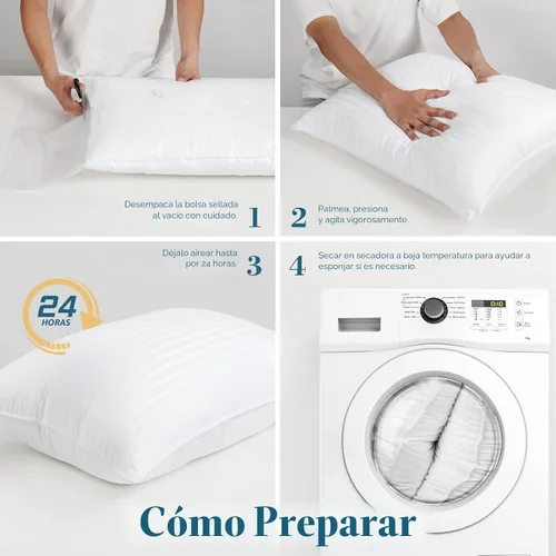 Vista 8 de viewstar - Juego de 2 almohadas de tamaño Queen, esponjosas, a rayas, color blanco Rayas blancas.