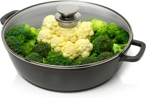 Vista 11 de Moss & Stone Cacerola para asar de acero al carbono con juego de estante de asado removible en forma de "V", bandeja para asar rectangular de 16.5
