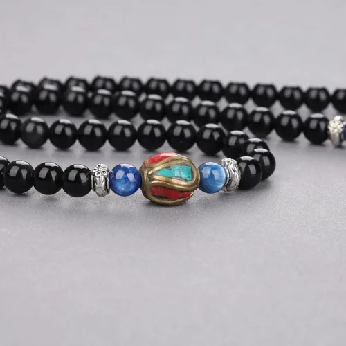 Vista 11 de COAI Pulsera de piedra obsidiana negra Collar Mala Beads 108