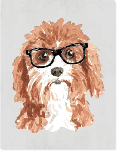 Vista 149 de Andaz Press Póster impreso para pared de perro, 8.5 x 11 pulgadas, Bulldog inglés con gafas negras, 1 paquete, regalo de cumpleaños de Navidad, sin