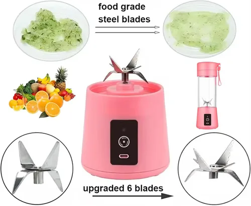 Vista 4 de Licuadora portátil, licuadora personal portátil, licuadora portátil USB para batidos con 6 cuchillas ultra afiladas, licuadoras portátiles