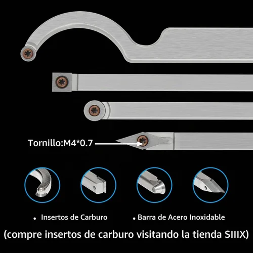Vista 6 de Juego de herramientas de torneado de madera con punta de carburo para torno, con lejadora de cuencos, herramienta de desbaste y acabado