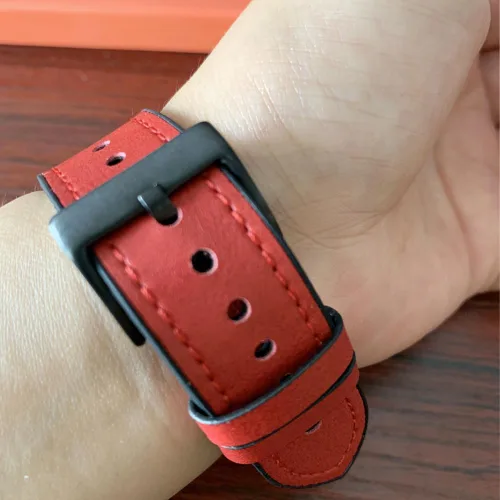 Vista 4 de Compatible con Apple Watch Band de 1.929 in, 1.772 in, 1.732 in, 1.654 in, 1.614 in, 1.575 in, 1.496 in, correa de cuero genuino para iWatch Ultra