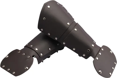 Vista 7 de Pulsera de cuero con guantelete medieval, muñequeras vikingas, guardias de tiro con arco, brazaletes de brazo ancho para mujeres y hombres, 2