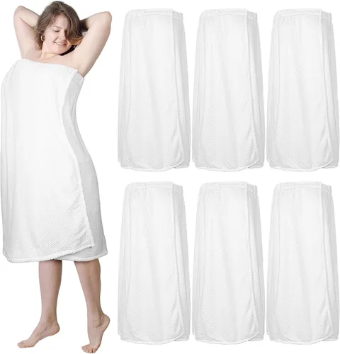 Vista 12 de Tigeen 6 toallas de baño para mujer, bata de spa con cierre ajustable, parte superior elástica, vestido ligero (Negro, M)