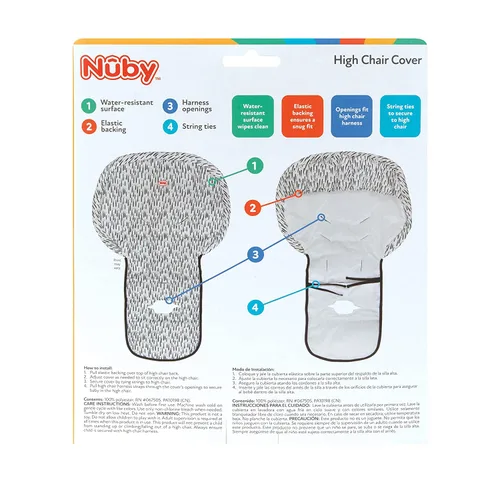 Vista 10 de Nuby Funda para silla alta para bebé, protege de derrames y migas, resistente al agua para una fácil limpieza, estampado de flechas